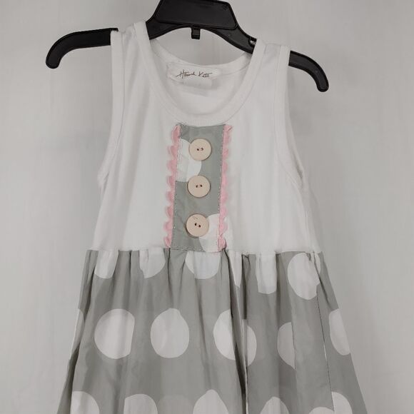 Hannah Kate White Tank Gray Polka Dot Dress Gown Long Girl's Size 5t - Picture 3 of 5